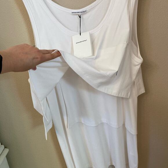 NWT Alexander Wang High Twist Jersey Layered Muscle Mini Dress Womens sz L White - Picture 5 of 15